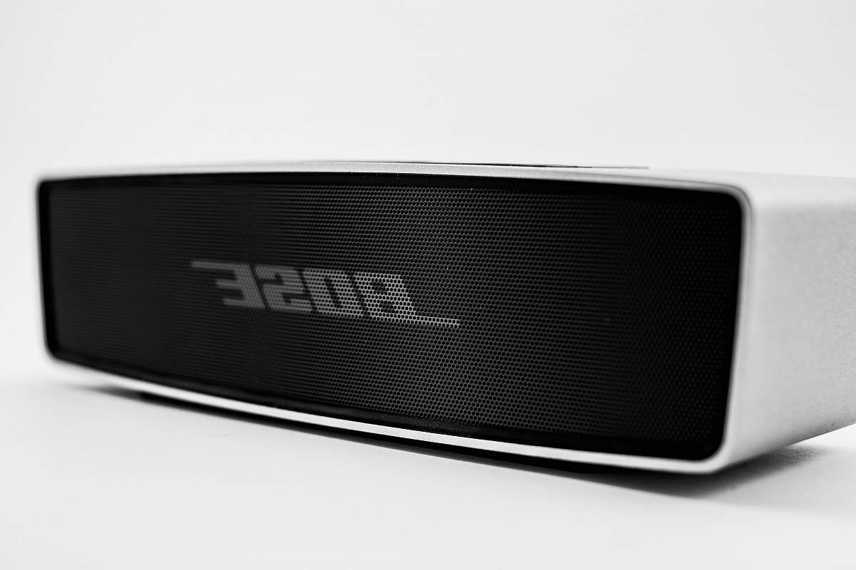 audio speaker white Bose portable speaker black-and-white